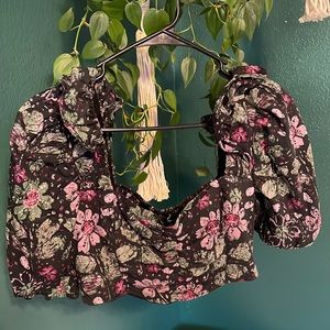 Zara Floral Puff Sleeve Crop Top